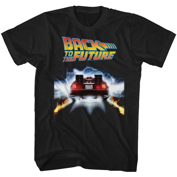 Back To The Future-Tail Lights-Black Adult S/S T-Shirt - Black
