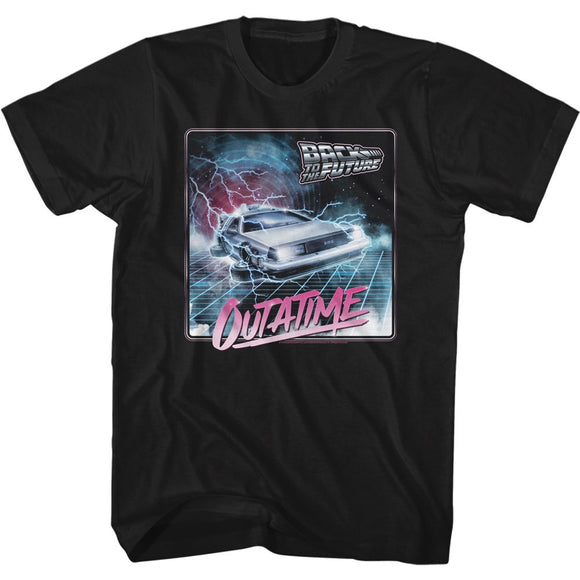 Back To The Future-Outatime-Black Adult S/S T-Shirt - Black
