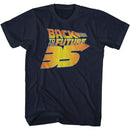 Back To The Future-Bttf 35Th Distressed-Navy Adult S/S T-Shirt - Navy