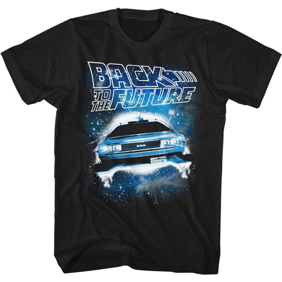 Back To The Future-Spacecar-Black Adult S/S T-Shirt - Black