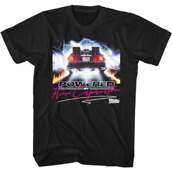 Back To The Future-Powered By Flux-Black Adult S/S T-Shirt - Black