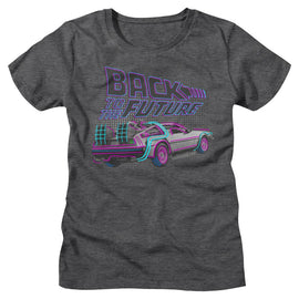 Back To The Future-High Lights-Dark Gray Heather Ladies S/S T-Shirt - Dark Gray Heather