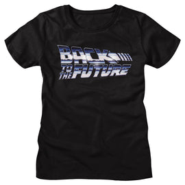 Back To The Future-Chrome To The Future-Black Ladies S/S T-Shirt - Black