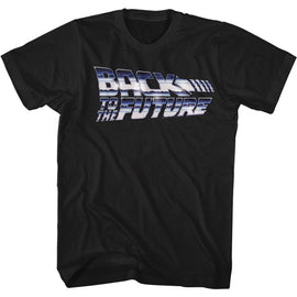 Back To The Future-Chrome To The Future-Black Adult S/S T-Shirt - Black