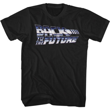 Back To The Future-Chrome To The Future-Black Adult S/S T-Shirt - Black