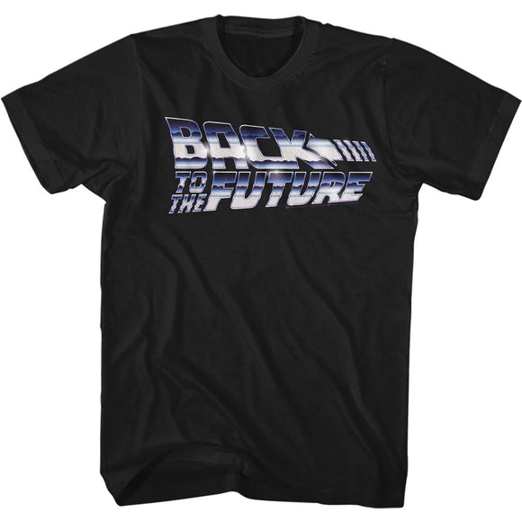 Back To The Future-Chrome To The Future-Black Adult S/S T-Shirt - Black