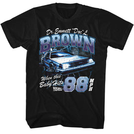 Back To The Future-Back To The Future Doc Brown Lightning-Black Adult S/S T-Shirt - Black