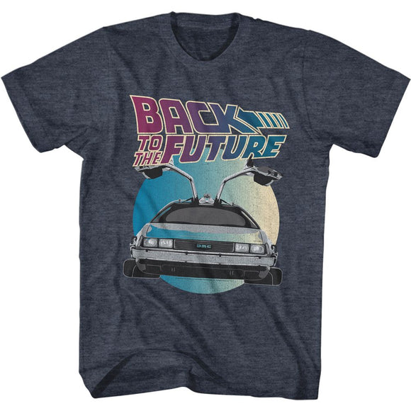 Back To The Future-Car Circle-Navy Heather Adult S/S T-Shirt - Navy Heather