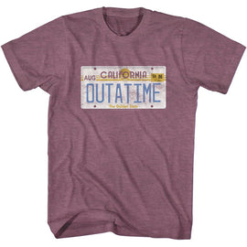 Back To The Future-Tag-Vintage Maroon Heather Adult S/S T-Shirt - Vintage Maroon Heather