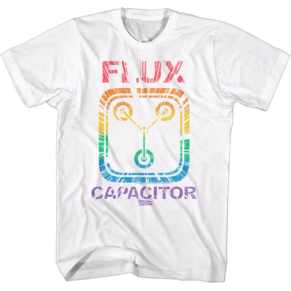 Back To The Future-Back To The Future Rainbow Flux-White Adult S/S T-Shirt - White