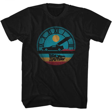 Back To The Future-Back To The Future Circular Time-Black Adult S/S T-Shirt - Black