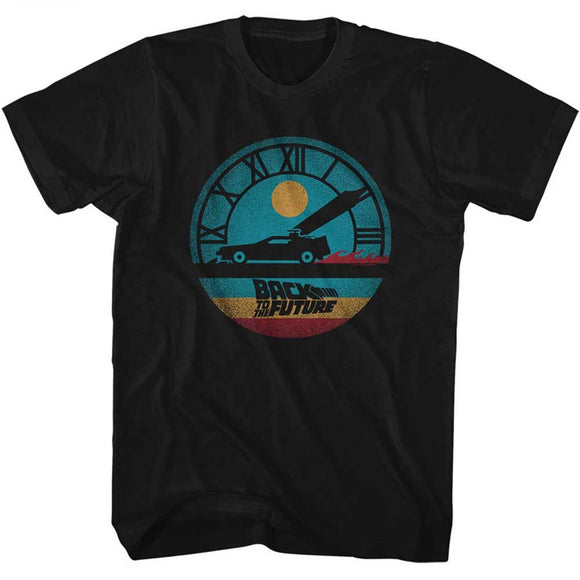 Back To The Future-Back To The Future Circular Time-Black Adult S/S T-Shirt - Black
