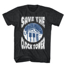 Back To The Future-Bttf Save Clocktower-Black Heather Adult S/S T-Shirt - Black Heather