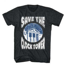 Back To The Future-Bttf Save Clocktower-Black Heather Adult S/S T-Shirt - Black Heather