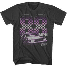 Back To The Future-Back To The Future 88 Checkers-Smoke Adult S/S T-Shirt - Smoke