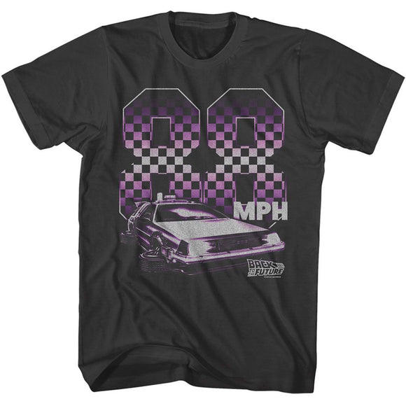 Back To The Future-Back To The Future 88 Checkers-Smoke Adult S/S T-Shirt - Smoke