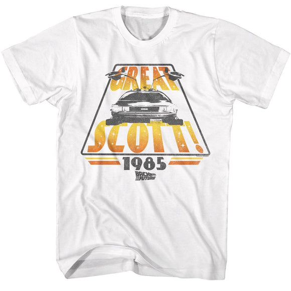 Back To The Future-Back To The Future Great Scott 1985-White Adult S/S T-Shirt - White