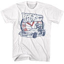 Back To The Future-Back To The Future Clock And Lightning-White Adult S/S T-Shirt - White