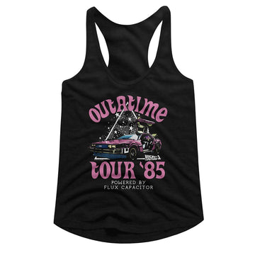 Back To The Future-Bttf Star Triangle-Black Ladies Slimfit Racerback-S - Black