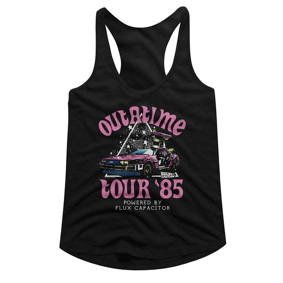 Back To The Future-Bttf Star Triangle-Black Ladies Slimfit Racerback-S - Black