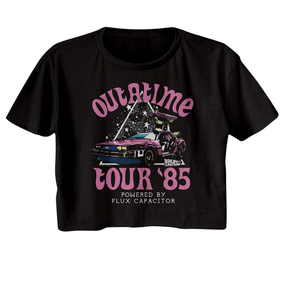 Back To The Future-Back To The Future Star Triangle-Black Ladies S/S Festival Cali Crop-S - Black