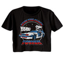Back To The Future-Bttf Save The Clock Tower Split Color-Black Ladies S/S Festival Cali Crop-S - Black
