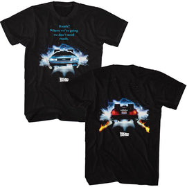 Back To The Future-Bttf Driving Through-Black Adult S/S T-Shirt ***F&B***-S - Black