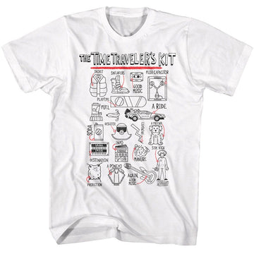 Back To The Future-Bttf Time Travelers Kit-White Adult S/S T-Shirt - White