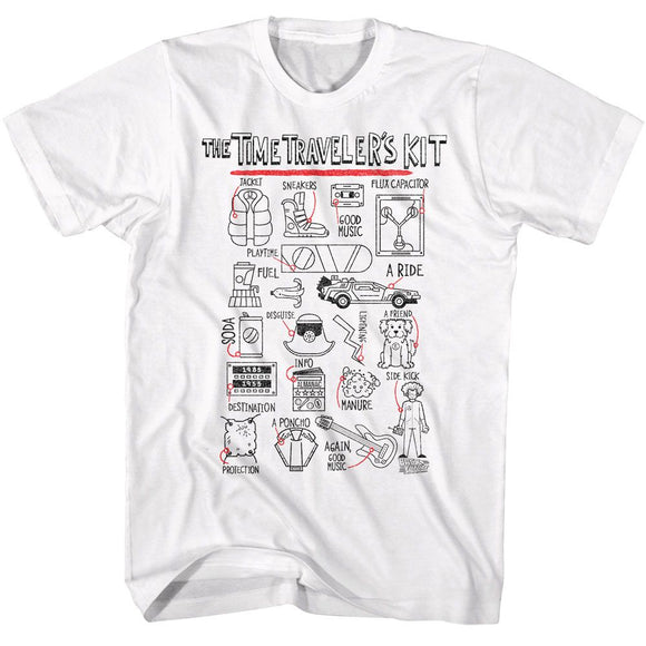 Back To The Future-Bttf Time Travelers Kit-White Adult S/S T-Shirt - White