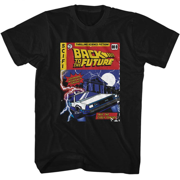 Back To The Future-Bttf Comic Cover-Black Adult S/S T-Shirt - Black