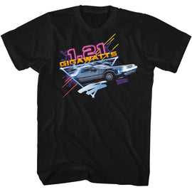 Back To The Future-Bttf Neon Gigawatts-Black Adult S/S T-Shirt - Black