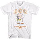 Back To The Future-Bttf Doc Cartoon Character-White Adult S/S T-Shirt - White