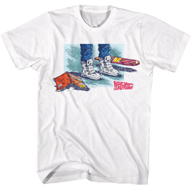 Back To The Future-Bttf Shoes Comic Hoverboard-White Adult S/S T-Shirt - White