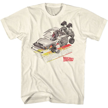 Back To The Future-Bttf Car With Grid-Natural Adult S/S T-Shirt - Natural