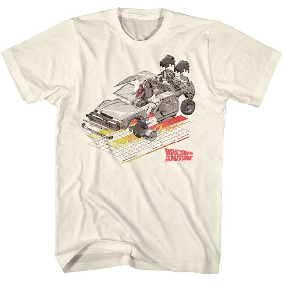 Back To The Future-Bttf Car With Grid-Natural Adult S/S T-Shirt - Natural