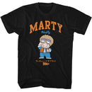 Back To The Future-Bttf Marty Cartoon Character-Black Adult S/S T-Shirt - Black