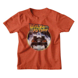 Back To The Future-Bttf Logo Car Circle-Vintage Orange Youth S/S T-Shirt-Xs (5-6) - Vintage Orange