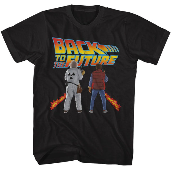 Back To The Future-Bttf Doc And Marty-Black Adult S/S T-Shirt - Black