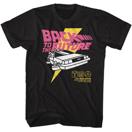 Back To The Future-Bttf Bright Graphic-Black Adult S/S T-Shirt - Black
