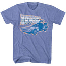 Back To The Future-Bttf Logo And Car-Light Blue Heather Adult S/S T-Shirt - Light Blue Heather