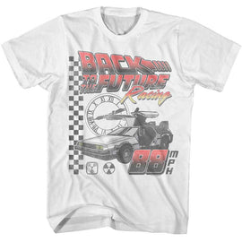 Back To The Future-Bttf Racing-White Adult S/S T-Shirt - White