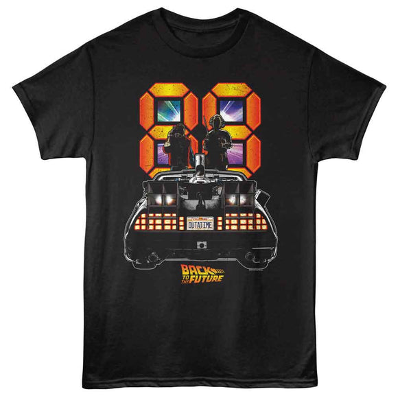 Back To The Future-Bttf 88 Back Of The Car-Black Adult S/S T-Shirt - Black