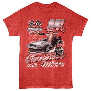 Back to the Future Champions Red Heather Adult T-Shirt