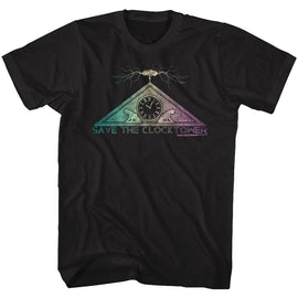 Back To The Future-Clock Tower-Black Adult S/S T-Shirt - Black