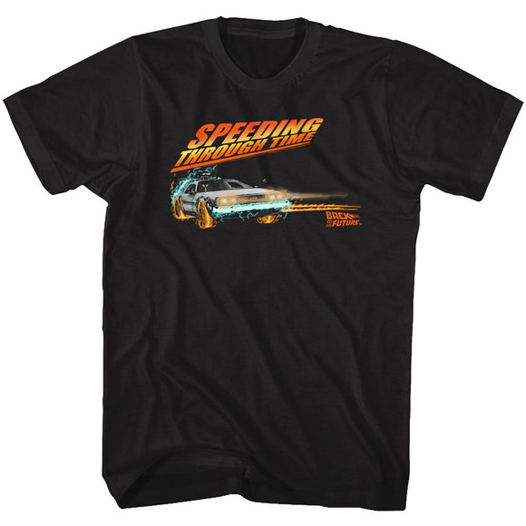 Back To The Future-Drifting Thru Time 1-Black Adult S/S T-Shirt - Black
