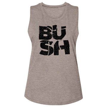 Bush-Logo-Ash Ladies Muscle Tank-S - Ash