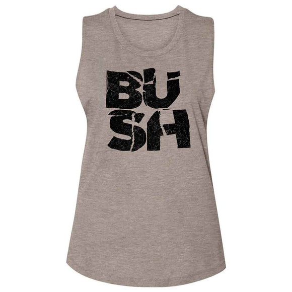 Bush-Logo-Ash Ladies Muscle Tank-S - Ash