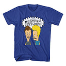 Beavis And Butthead-The Boys And Logo-Royal Adult S/S T-Shirt - Royal
