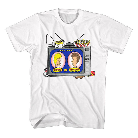 Beavis And Butthead-Junk Food-White Adult S/S T-Shirt - White