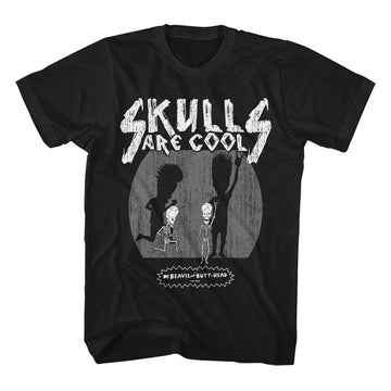 Beavis And Butthead-Skulls Are Cool-Black Adult S/S T-Shirt - Black